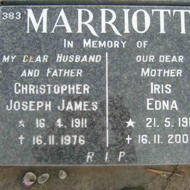MARRIOTT Christopher Joseph James 1911-1976 &amp; Iris Edna 1912-2006