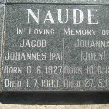 NAUDE Jacob Johannes  1927-1983 &amp; Johanna 1929-1993