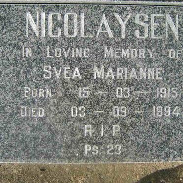 NICOLAYSEN Svea Marianne 1915-1994