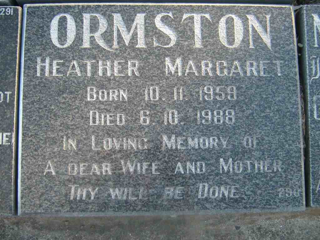 ORMSTON Heather Margaret 1959-1988