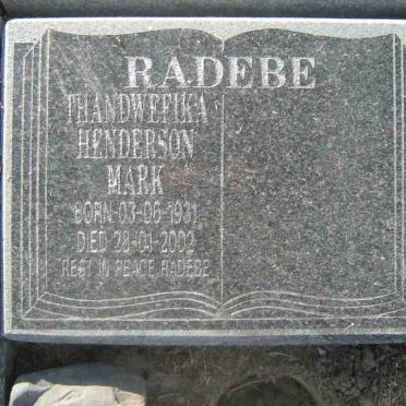 RADEBE Thandwefika Henderson Mark 1931-2002