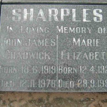 SHARPLES John James Chadwick 1919-1978 &amp; Marie Elizabeth 1925-1992