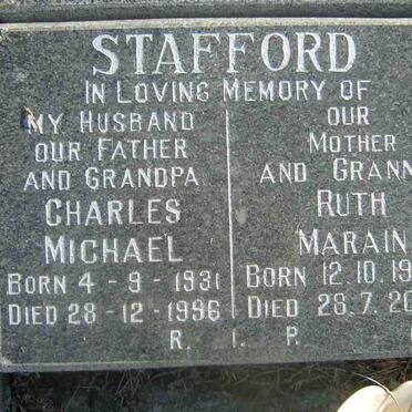 STAFFORD Charles Michael 1931-1996 &amp; Ruth Marain 1940-2002