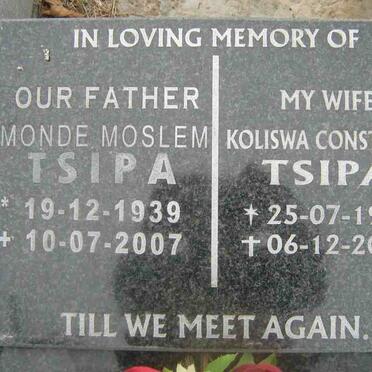 TSIPA Monde Moslem 1939-2007 &amp; Koliswa Constance 1939-2006