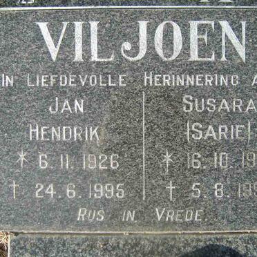 VILJOEN Jan Hendrik 1926-1995 &amp; Susara  1926-1996