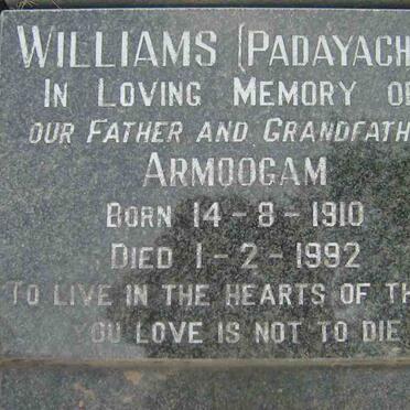 WILLIAMS Armoogam nee PADAYACHEE 1910-1992
