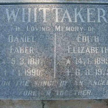 WHITTAKER Daniel Faber 1887-1990 &amp; Edith Elizabeth 1899-1975