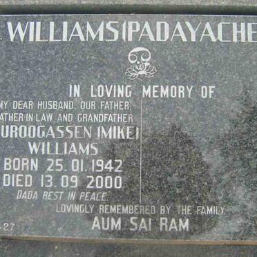 WILLIAMS Muroogassen nee PADAYACHEE 1942-2000