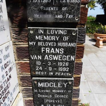 ASWEGEN Frans, van 1928-1992