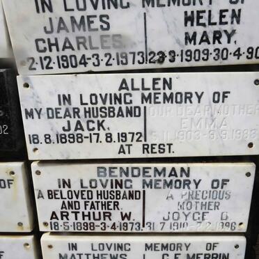 ALLEN Jack 1898-1972 & Emma 1903-1988