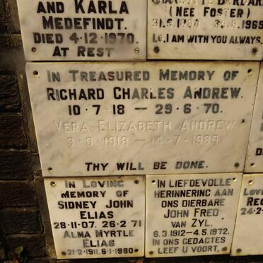 ANDREW Richard Charles 1918-1970 &amp; Vera Elizabeth 1918-1989