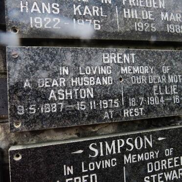 BRENT Ashton 1887-1975 &amp; Ellie 1904-1981