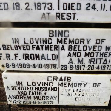 BING F.R.F. 1909-1978 &amp; A.M. 1917-1973