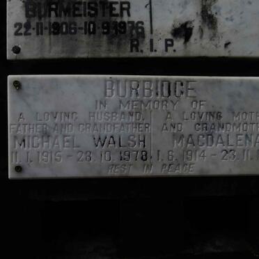 BURBIDGE Michael Walsh 1915-1978 &amp; Magdalena 1914-1991