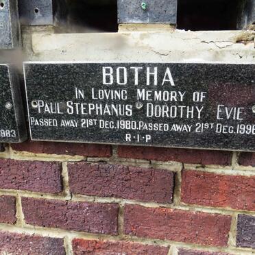 BOTHA Paul Stephanus -1980 &amp; Dorothy Evie -1996