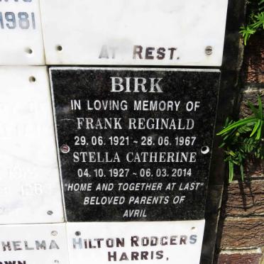 BIRK Frank Reginald 1921-1967 &amp; Stella Catherine 1927-2014