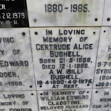 BUSHELL A.W. 1890-1975 &amp; Gertrude Alice 1888-1966