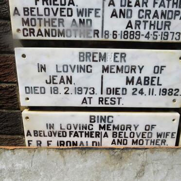 BREMER Jean -1973 &amp; Mabel -1982