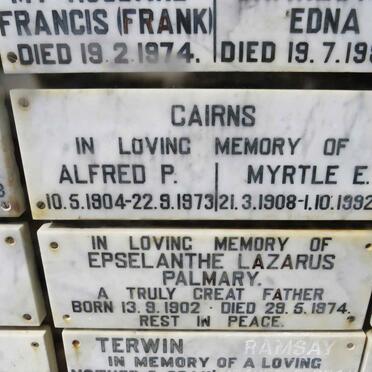 CAIRNS Alfred P. 1904-1973 &amp; Myrtle E. 1908-1992