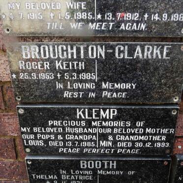 CLARKE Roger Keith, BROUGHTON 1953-1985