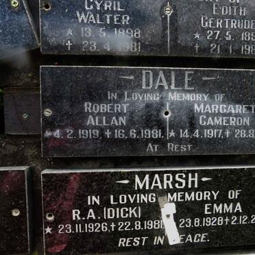 DALE Robert Allan 1919-1981 &amp; Margaret Cameron 1917-1980