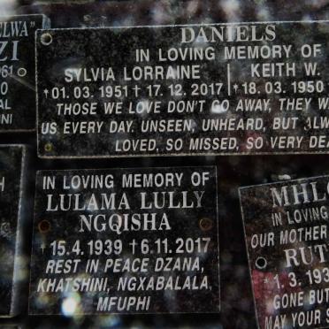 DANIELS Keith W. Anthony 1950-2018 &amp; Sylvia Lorraine 1951-2017 :: NGQISHA Lulama Lully 1939-2017
