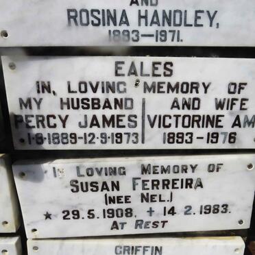 EALES Percy James 1889-1973 &amp; Victorine Amy 1893-1976