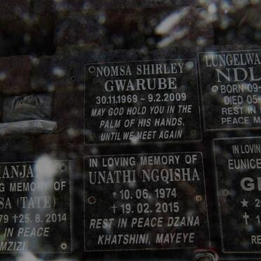 GWARUBE Nomsa Shirley 1969-2009 :: NGQISHA Unathi 1974-2015