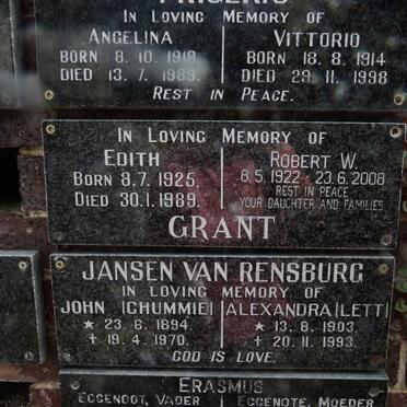 GRANT Robert W. 1922-2008 &amp; Edith 1925-1989