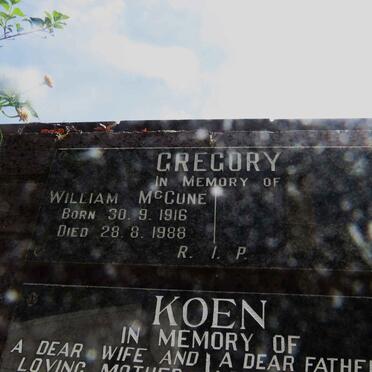 GREGORY William McCune 1916-1988