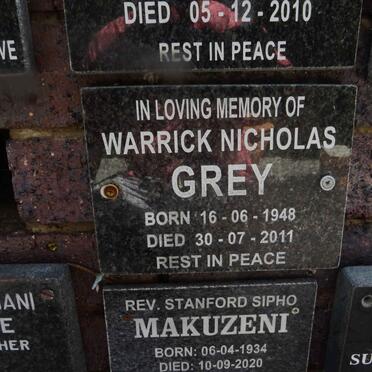 GREY Warrick Nicholas 1948-2011