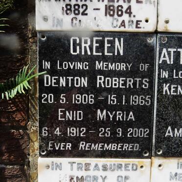 GREEN Denton Roberts 1906-1965 &amp; Enid Myria 1912-2002
