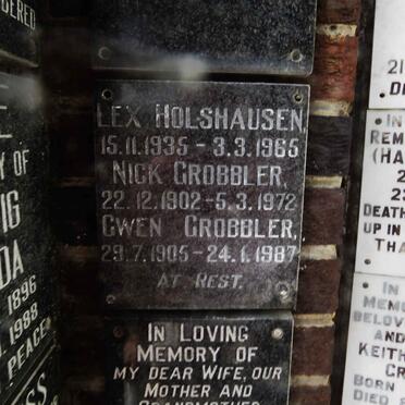 GROBBLER Nick 1902-1972 &amp; Gwen 1905-1987 :: HOLSHAUSEN Lex 1935-1965