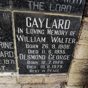GAYLARD William Walter 1906-1995 :: GAYLARD Desmond George 1929-1979