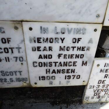 HANSEN Constance M. 1900-1970