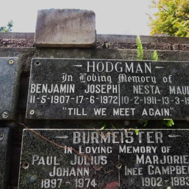 HODGMAN Benjamin Joseph 1907-1972 &amp; Nesta Maud 1911-1994
