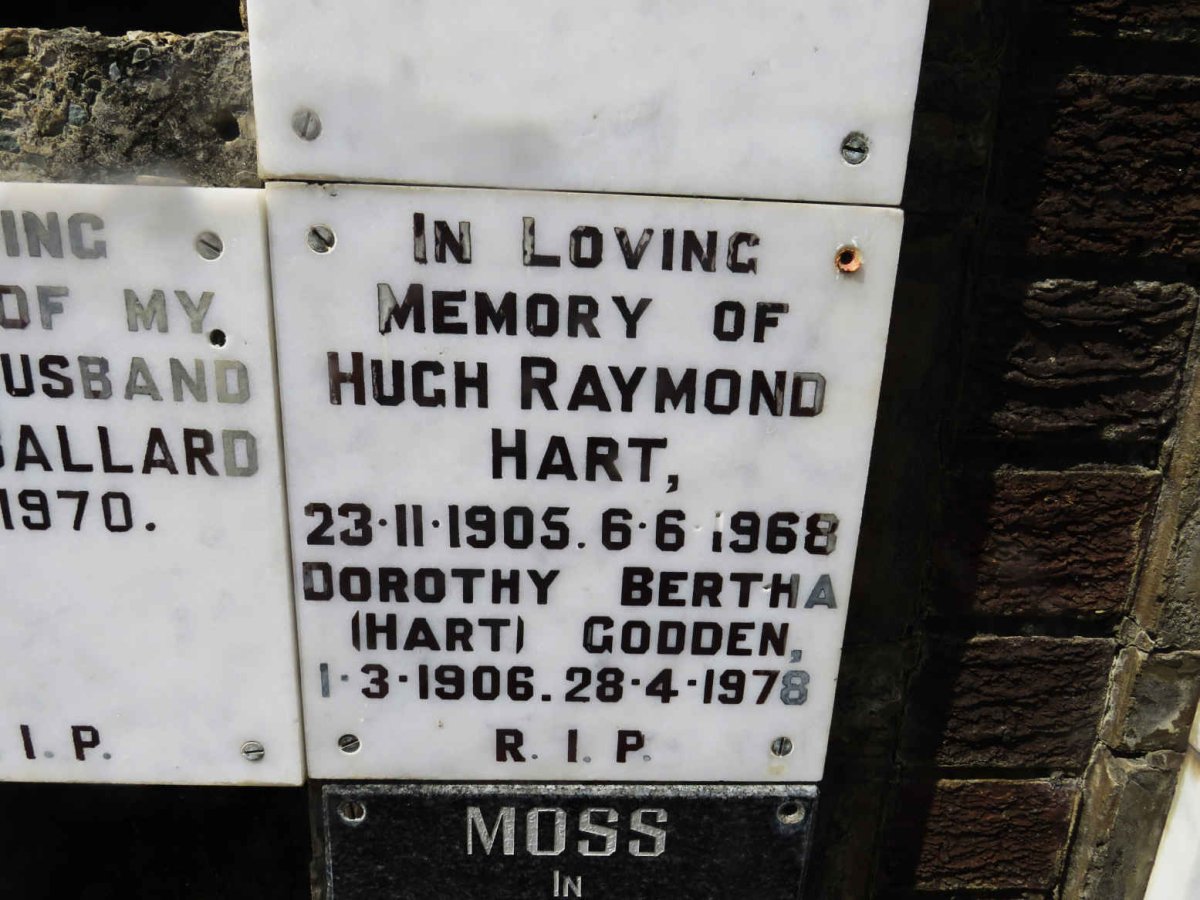 HART Hugh Raymond 1905-1968 :: GODDEN Dorothy Bertha formerly HART 1906-1978
