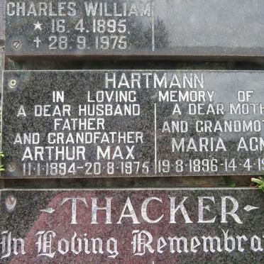 HARTMANN Arthur Max 1894-1975 &amp; Maria Agnes 1896-1988