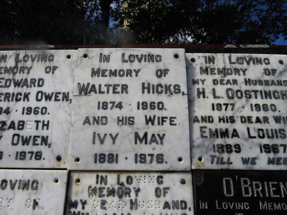 HICKS Walter 1874-1960 &amp; Ivy May 1881-1976
