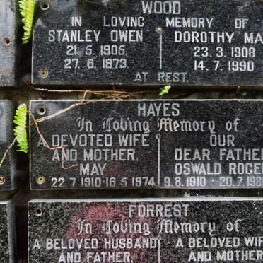 HAYES Oswald Roger 1910-1980 &amp; May 1910-1974