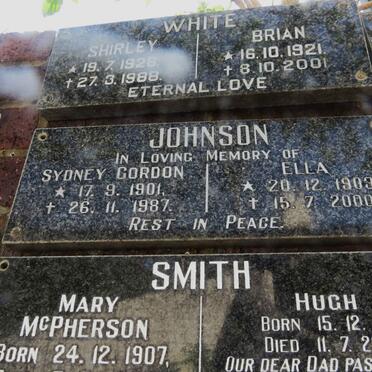 JOHNSON Sydney Gordon 1901-1987 &amp; Ella 1903-2000