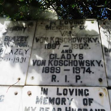 KOSCHOWSKY Val, von 1897-1962 &amp; Gladys 1899-1974