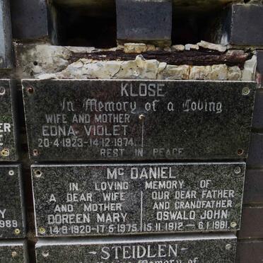 KLOSE Edna Violet 1923-1974