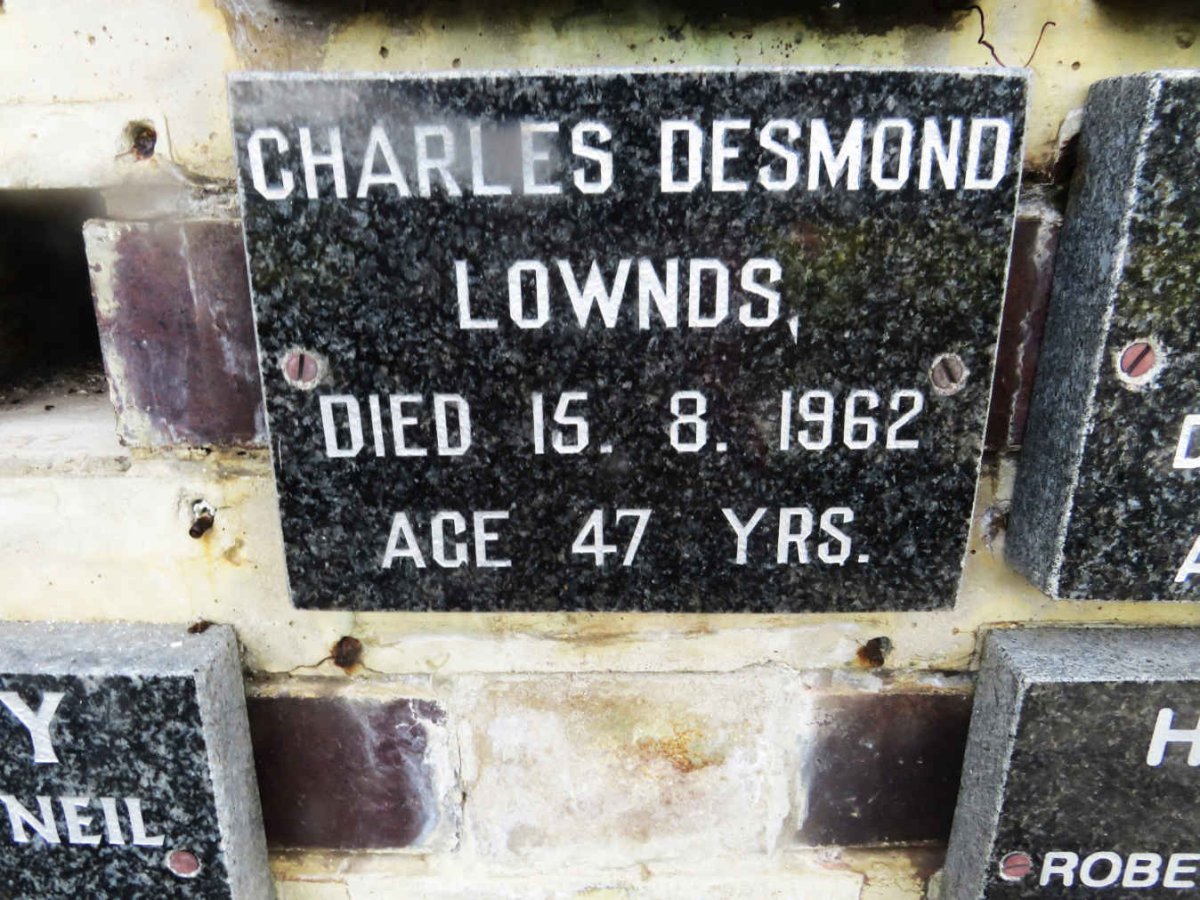 LOWNDS Charles Desmond -1962