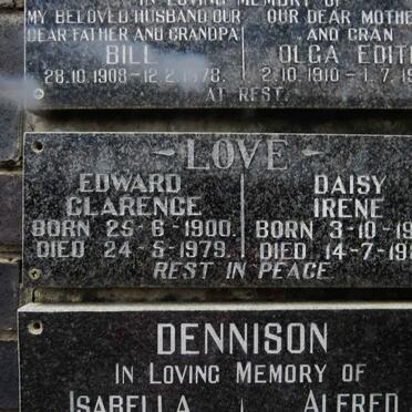 LOVE Edward Clarence 1900-1979 &amp; Daisy Irene 1902-1982