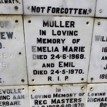 MULLER Emil -1970 &amp; Emelia Marie -1968