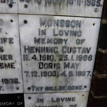 MONSSON Henning Gustav 1910-1966 &amp; Doris May 1903-1967