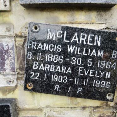 MCLAREN Francis William B. 1886-1964 &amp; Barbara Evelyn 1903-1996