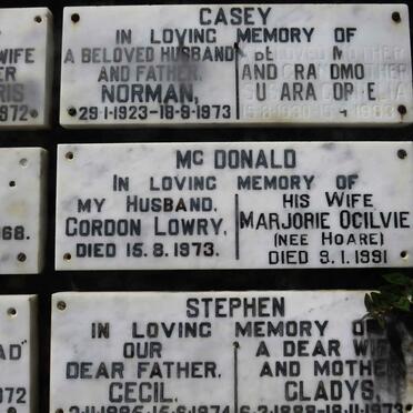 MCDONALD Gordon Lowry -1973 &amp; Marjorie Ogilvie HOARE -1991