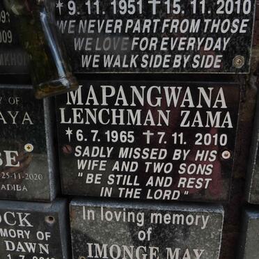 MAPANGWANA Lenchman Zama 1965-2010